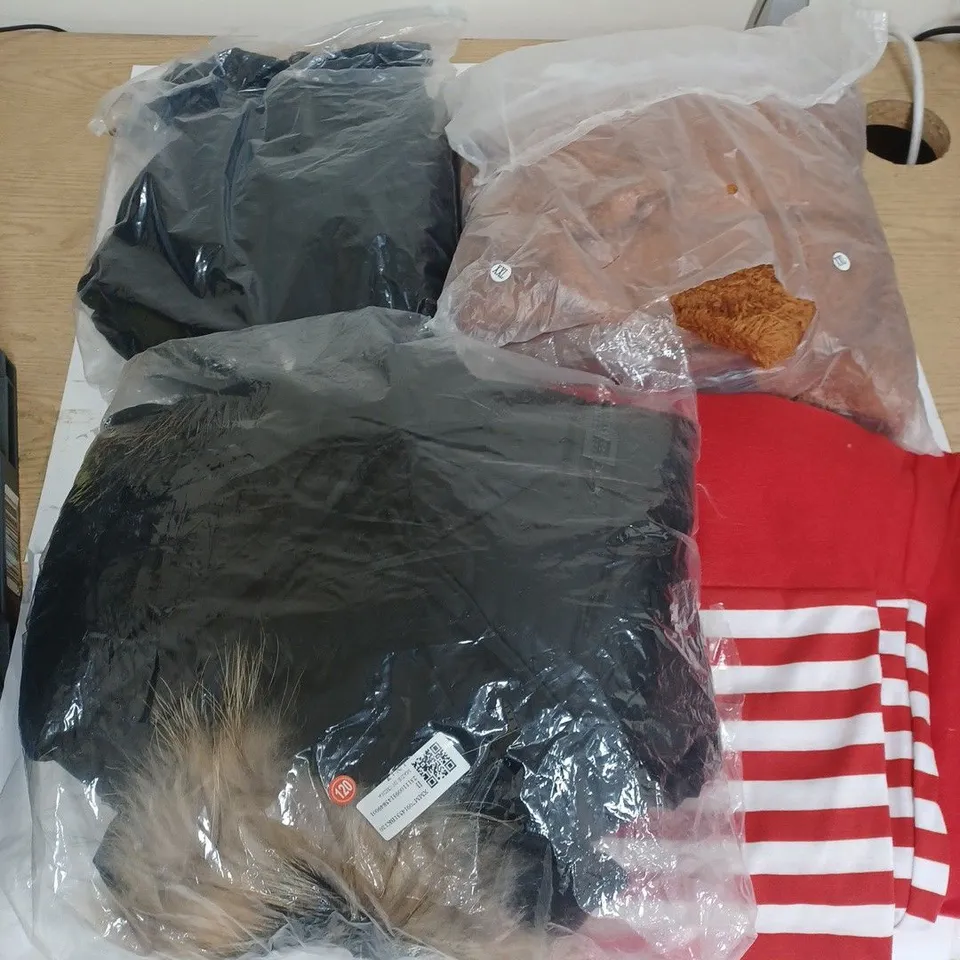 BOX OF APPROX. 50 ASSORTED CLOTHING VARYING IN SIZE/COLOUR/STYLE TO INCLUDE:  TOPS, TROUSERS, JUMPERS