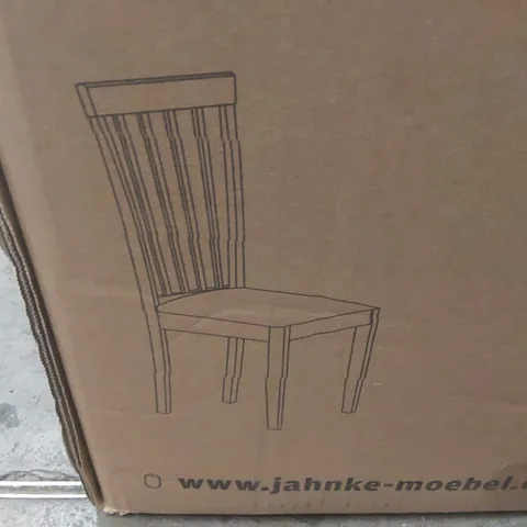 BOXED PAIR OF JAHNKE DINING CHAIRS IN WHITE/SILVER GREY