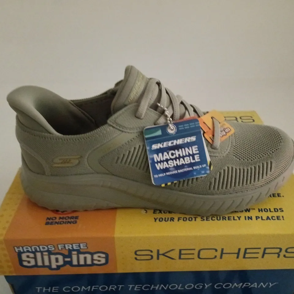 SKECHERS VEGAN SLIP INS OLIVE UK 5 BOXED
