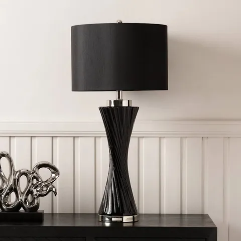 BOXED COSTINELA LIVING ROOM TABLE LAMP WITH TWISTED GLASS BASE (1 BOX)