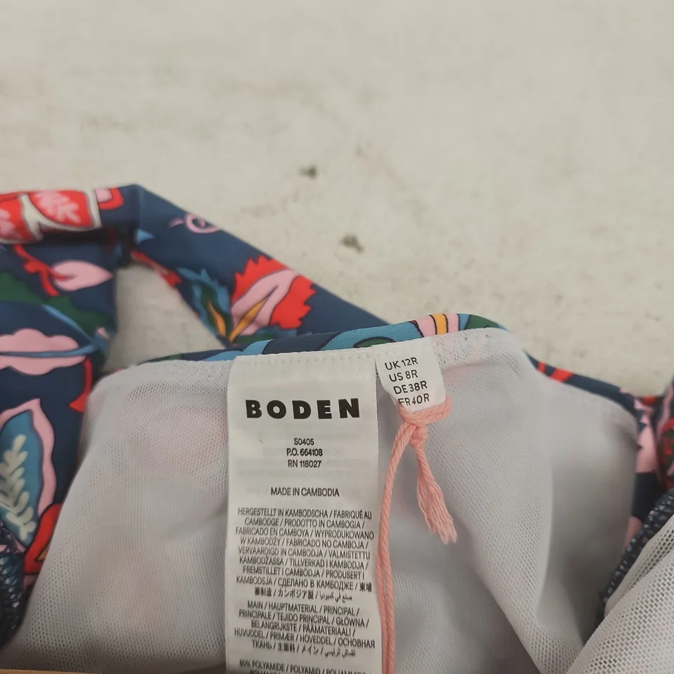 BODEN FLORAL PRINT ONE-PIECE SWIMSUIT – UK 12R (US 8R) NAVY