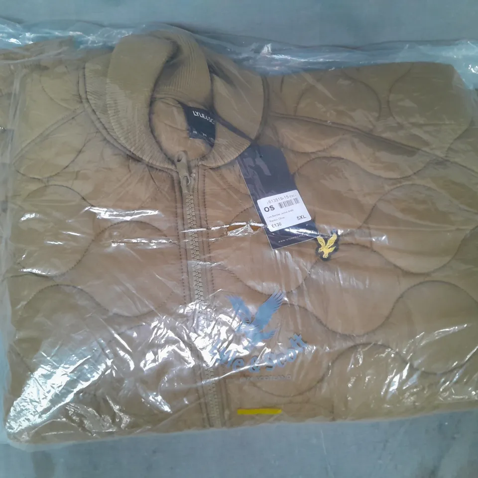 LYLE & SCOTT QUILTED BOMBER JACKET IN OLIVE SIZE 5XL