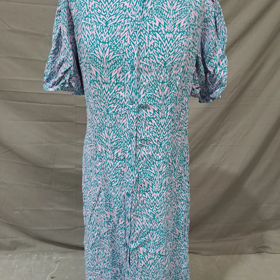 HUSH ALARA MIDI DRESS IN TEAL/PINK SIZE 12