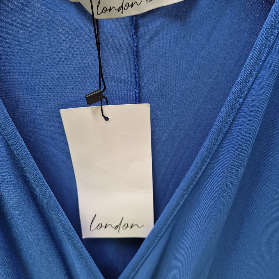 LONDON BLUE WRAP DRESS – V-NECK, TIE-WAIST, UK 22