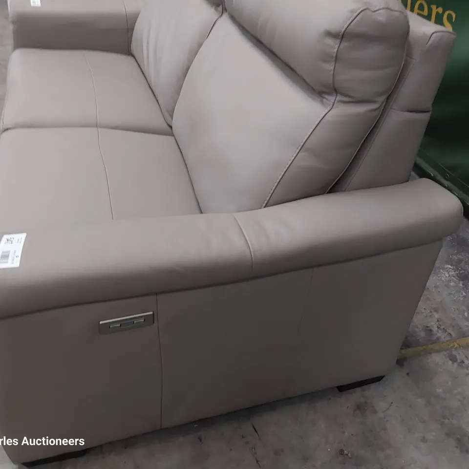 QUALITY ITALIAN DESIGNER ADRIANO POWER RECLINING THREE SEATER SOFA MUSHROOM LEATHER