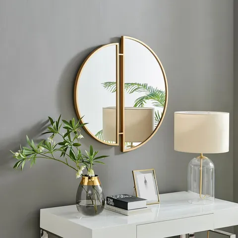 BOXED CRESCENT GOLD ROUND WALL MIRROR (1 BOX)