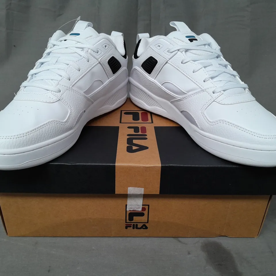 BOXED PAIR OF FILA SHOES IN WHITE UK SIZE 11