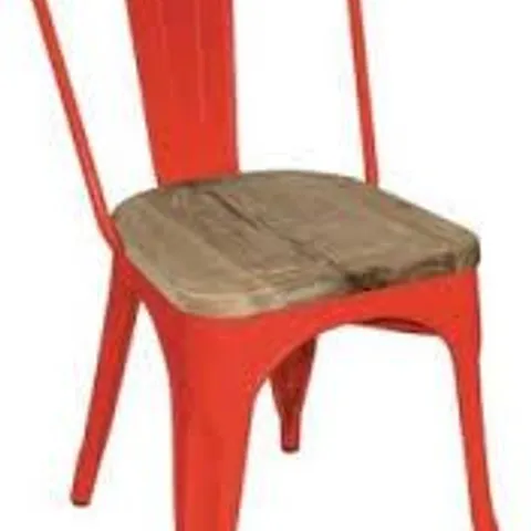 BOXED BOLERO BISTRO STEEL SIDE CHAIRS WITH WOODEN SEAT RED (4 PACK)