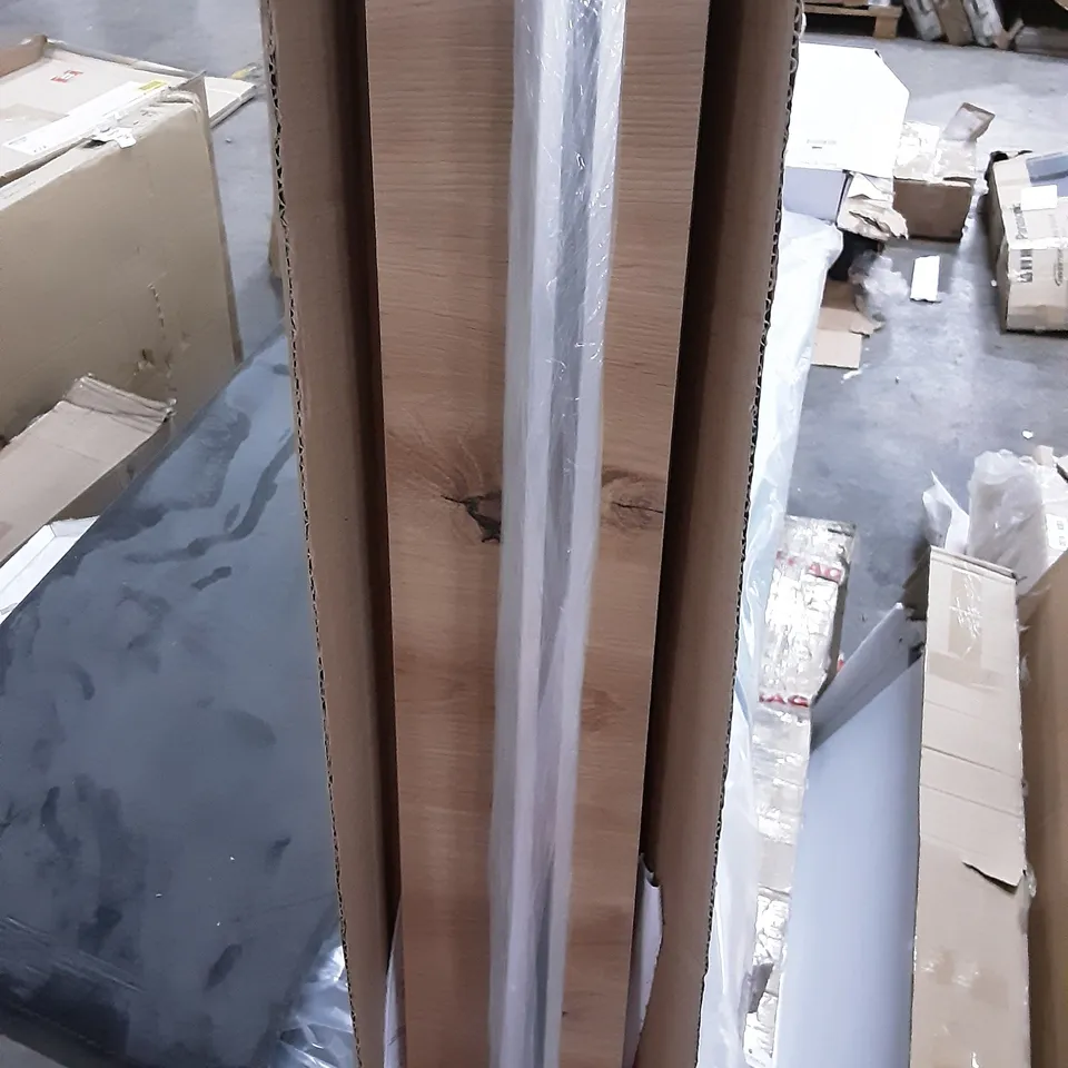 BOXED FURNITURE PART CONTAINING A PIECE OF WOOD AND A METAL PIECE 