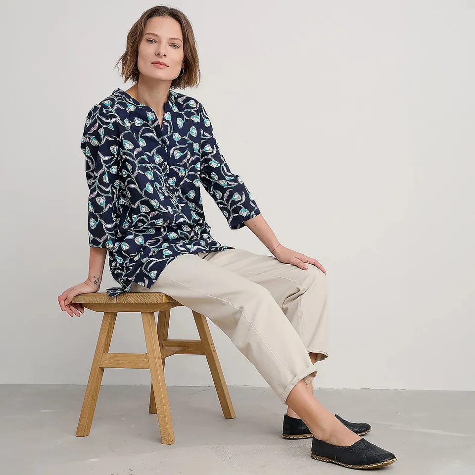 SEASALT CORNWALL AVENTURIER TUNIC NAVY FLORAL SIZE 10