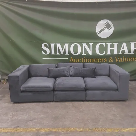 QUALITY DESIGNER 4 SEATER VELVET UPHOLSTERED SOFA