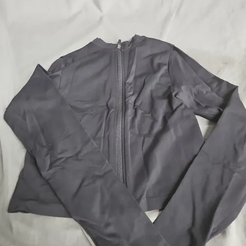 GYM SHARK BLACK ZIP-UP TOP PLAIN DESIGN SIZE XS