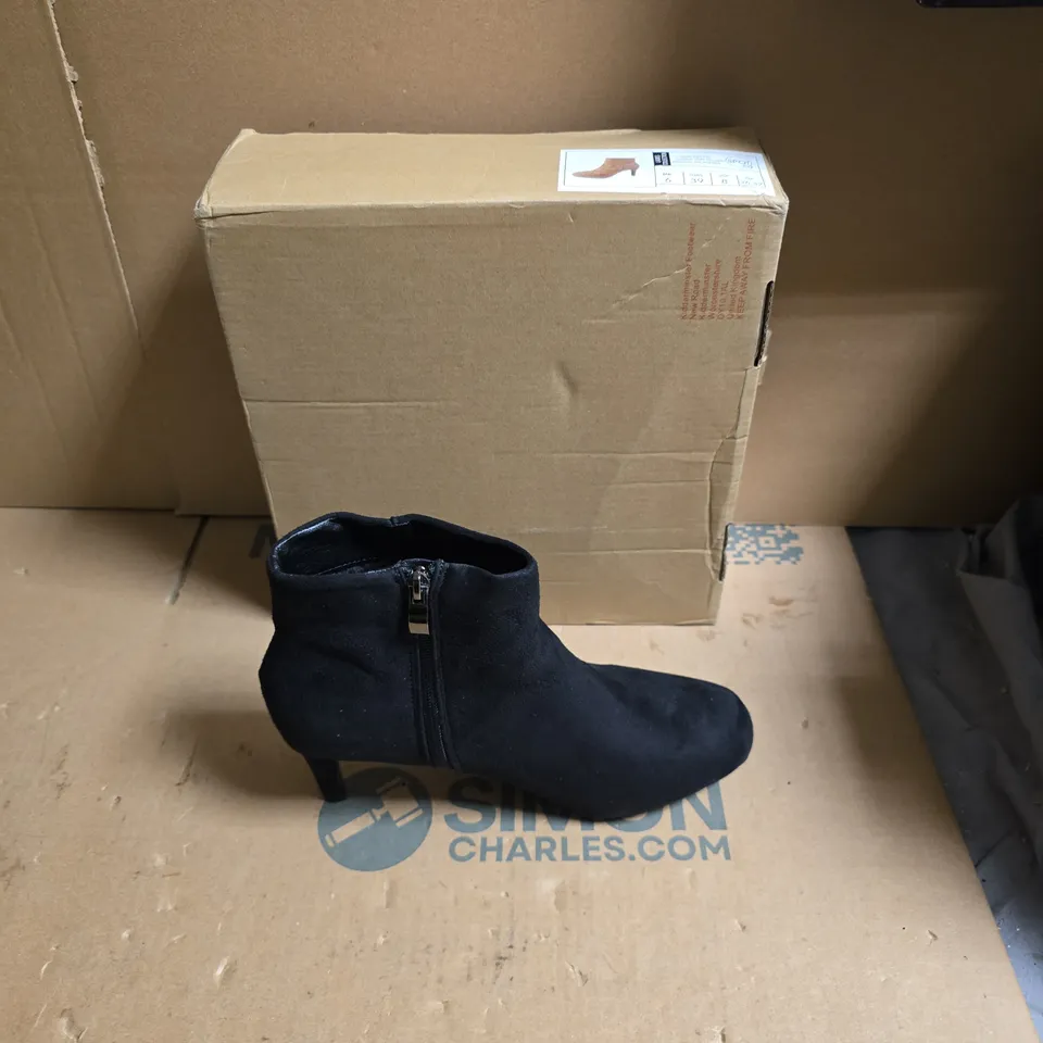 WOMEN'S BLACK SUEDE ANKLE BOOT WITH ZIP – HEELED - uk size 6