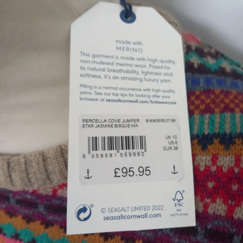 SEASALT CORNWALL PERCELLA COVE JUMPER SIZE 10