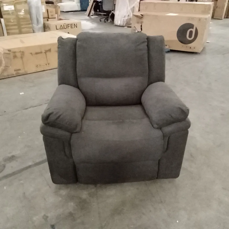 ALBION CHENILLE HIGH BACK MANUAL RECLINER ARMCHAIR - CHARCOAL RRP £479
