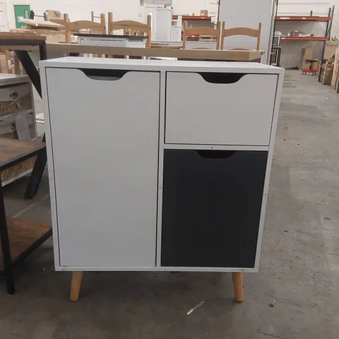 2 DOOR 1 DRAWER CHEST - WHITE/BLACK