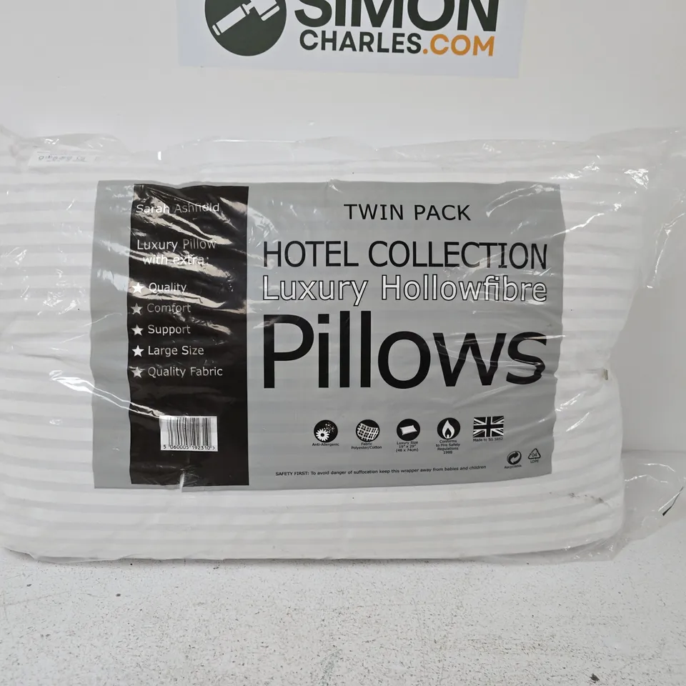 TWIN PACK HOTEL COLLECTION LUXURY HOLLOWFIBRE PILLOWS