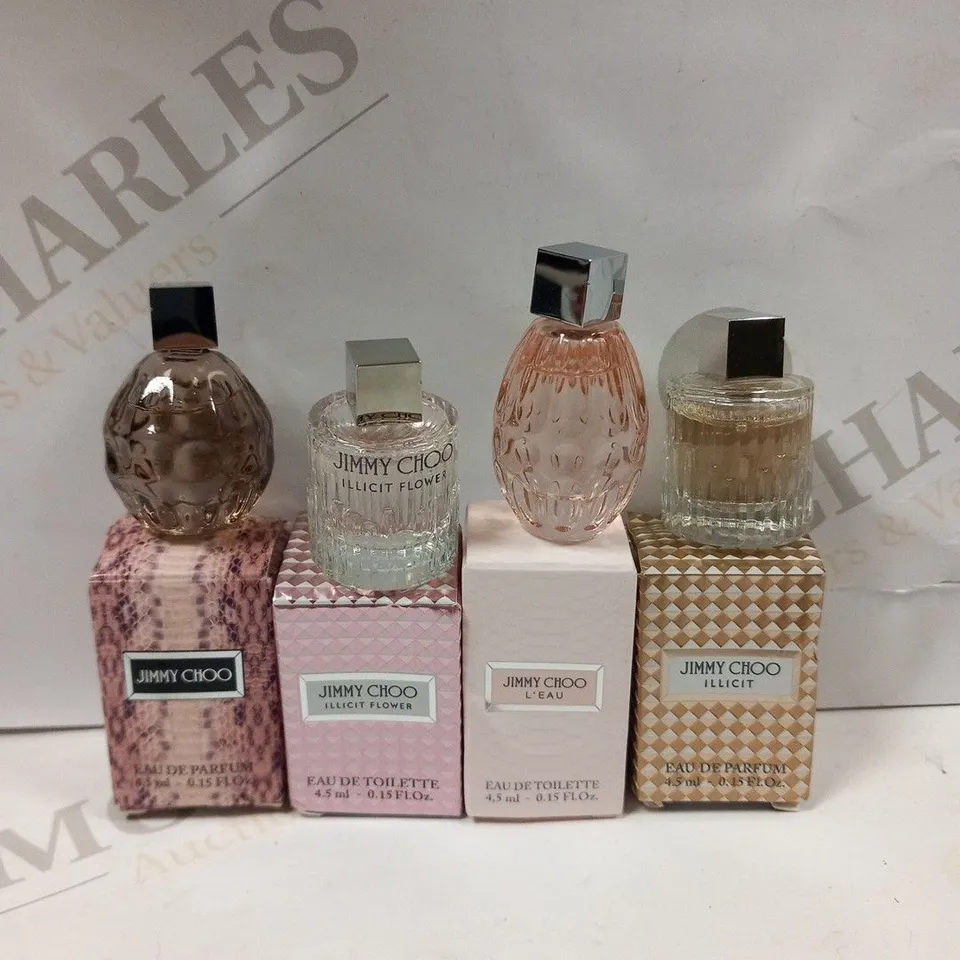 4 ASSORTED JIMMY CHOO 4.5ML SAMPLES TO INCLUDE; ILLICIT, L'EAU, ILLICIT FLOWER