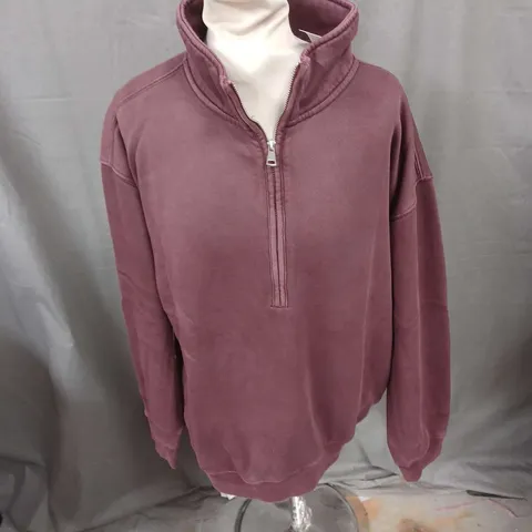 ABERCROMBIE & FITCH SOFT ESSENTIALS 1/2 ZIP JUMPER IN WINE SIZE M