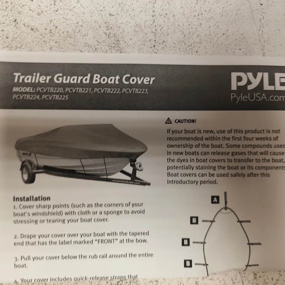 BOXED PYLE TRAILER GUARD BOAT COVER