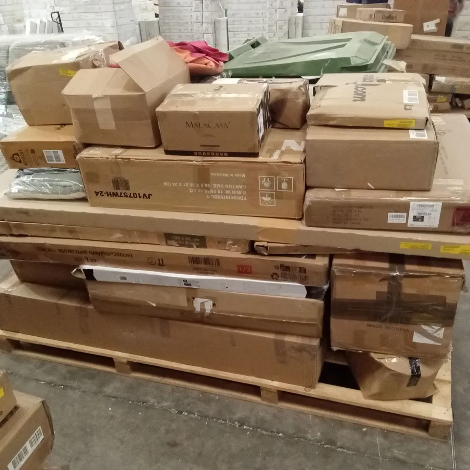 PALLET OF ASSORTED INCOMPLETE FLATPACK FURNITURE PARTS AND PIECES 