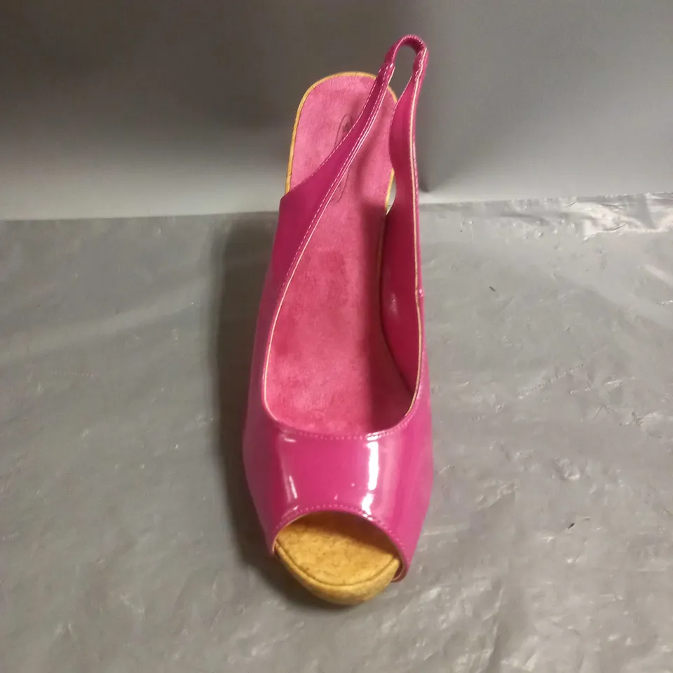 SPOT ON LADIES SLINGBACK OPEN TOE SANDALS PINK PATENT SIZE 6