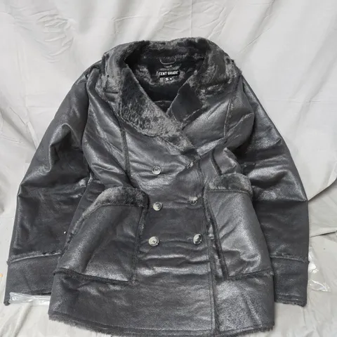 CENTIGRADE WOMEN'S COAT – FAUX FUR TRIM, DOUBLE-BREASTED, XL 