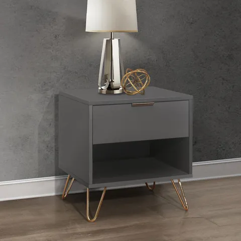 BOXED ARLO 1 DRAWER BEDSIDE TABLE CHARCOAL