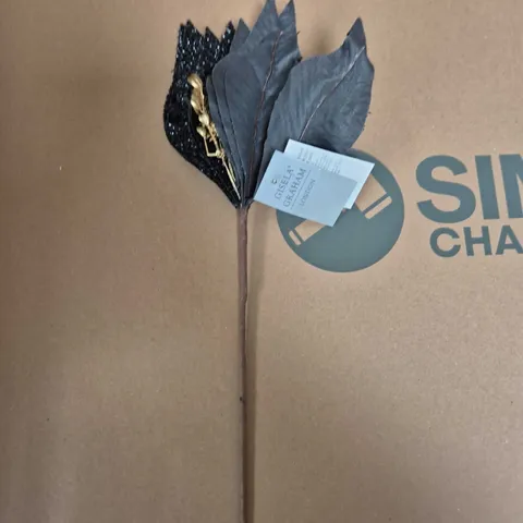 BOX OF APPROX 24 GISELA GRAHAM BLACK GLITTER POINSETTIA PICK
