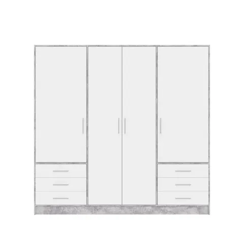 BOXED INGRAM 4 DOOR MANUFACTURED WOODEN WARDROBE (6 BOXES)