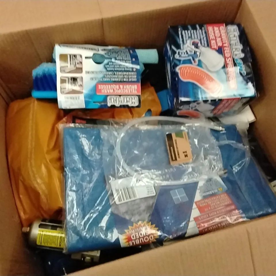 BOX TO CONTAIN ASSORTED TOOLS AND PRODUCTS TO INCLUDE;ANALOGUE BATTERY,AIR GUN,3IN1 SUPER DETECTOR,ETC