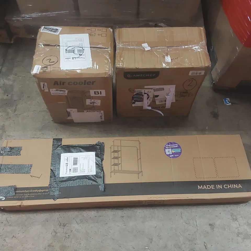 PALLET CONTAINING A VERY LARGE QUANTITY OF ASSORTED ITEMS INCLUDING: AIR COOLER, CONTACT GRILL, CLOTHES RAIL ECT