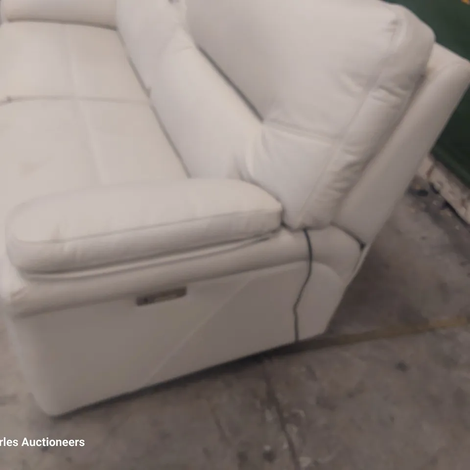 QUALITY BRITISH DESIGNER G PLAN SEATTLE POWER RECLINING THREE SEATER SOFA OXFORD CHALK LEATHER 