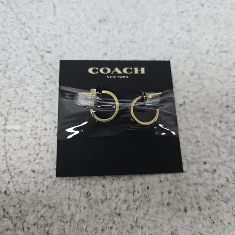 COACH NEW YORK GOLD-TONE HOOP EARRINGS