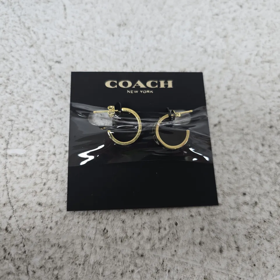 COACH NEW YORK GOLD-TONE HOOP EARRINGS