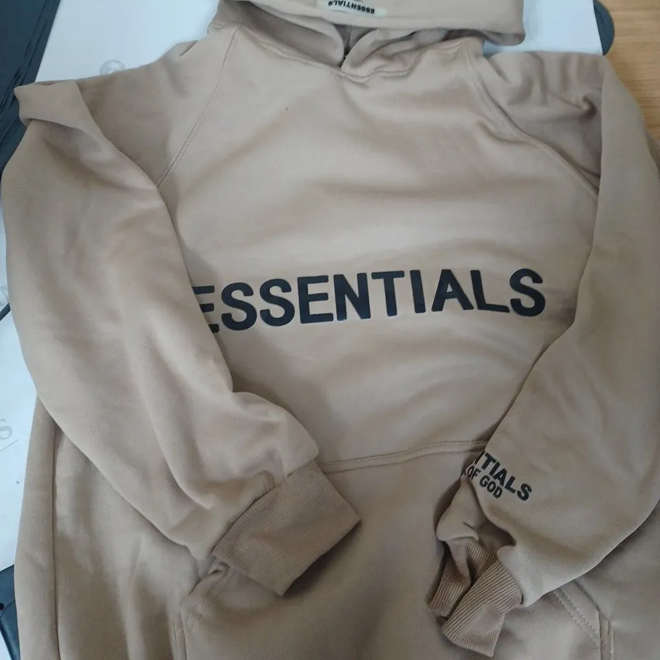 ESSENTIALS TAN HOODIE - SIZE LARGE