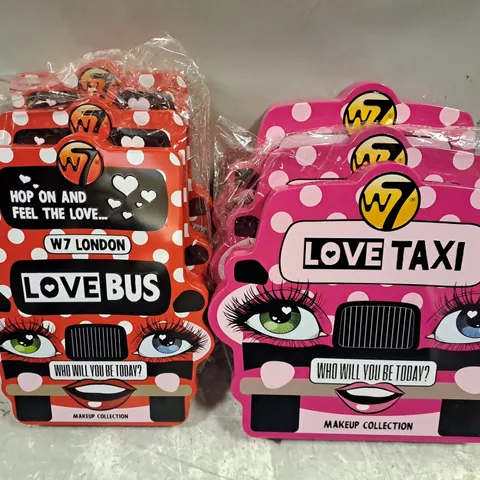 6 ASSORTED W7 GIFT SETS TO INCLUDE LOVE BUS MAKEUP COLLECTION & LOVE TAXI MAKEUP COLLECTION