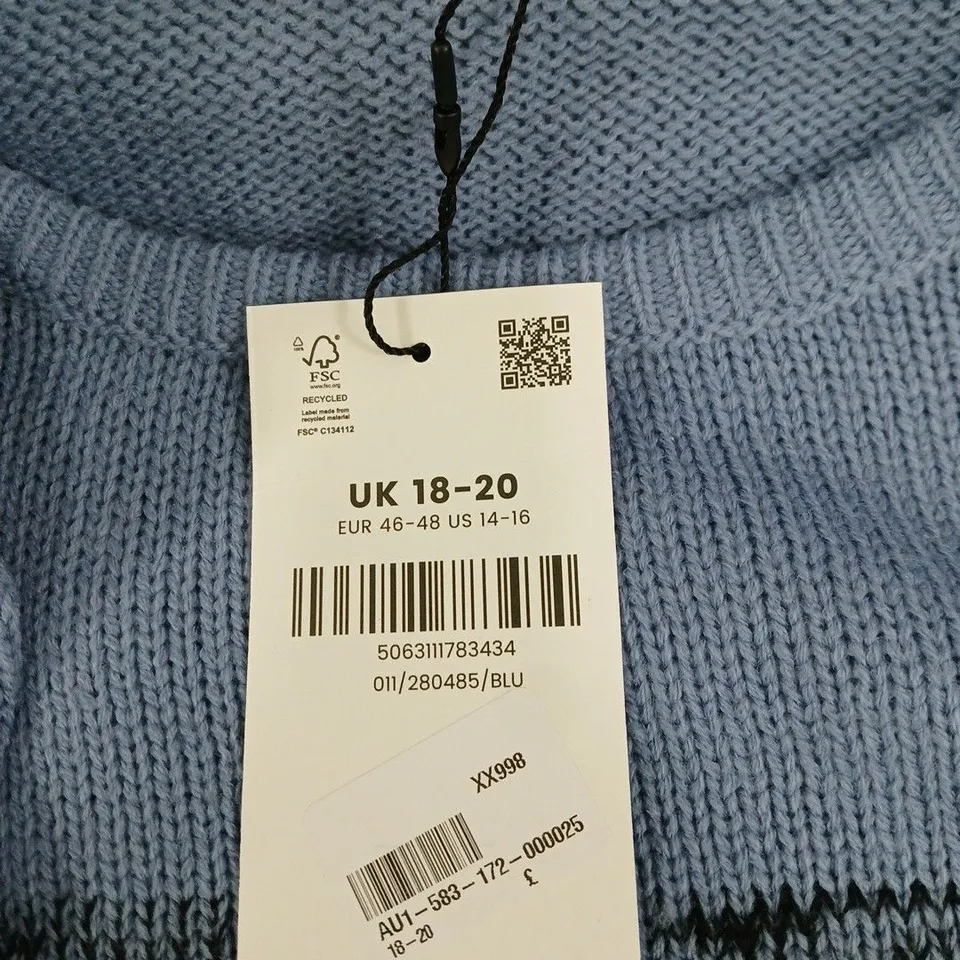 YOURS KNIT JUMPER, UK 18-20, LIGHT BLUE GRADIENT COLOURBLOCK RRP £92