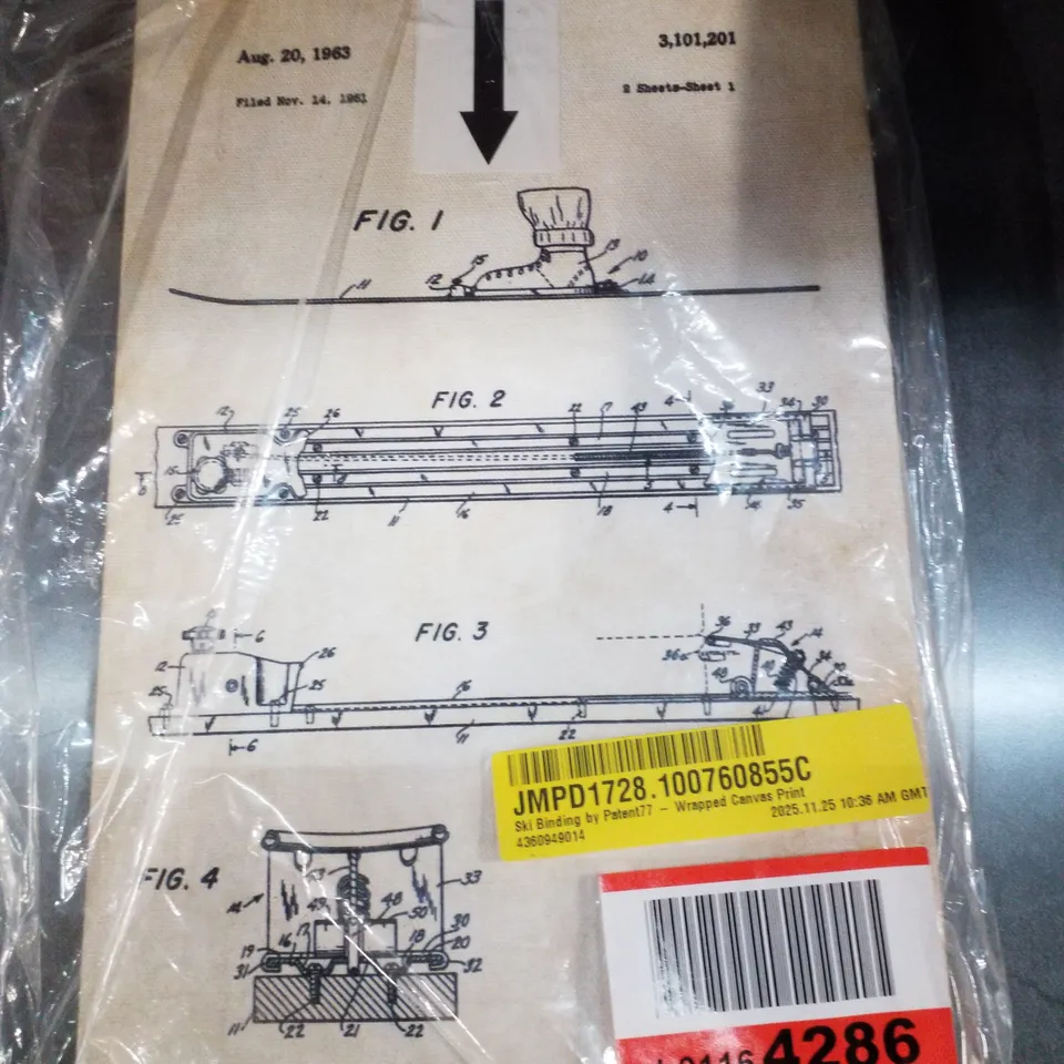 SKI BINDING BY PATENT77 - WRAPPED CANVAS PRINT