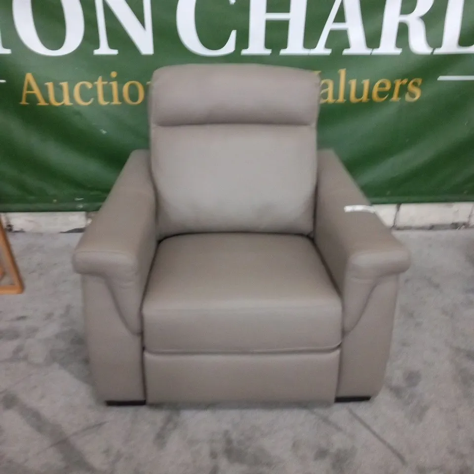 DESIGNER ITALIAN MADE ADRIANO GREY LEATHER ELECTRIC RECLINING ARMCHAIR