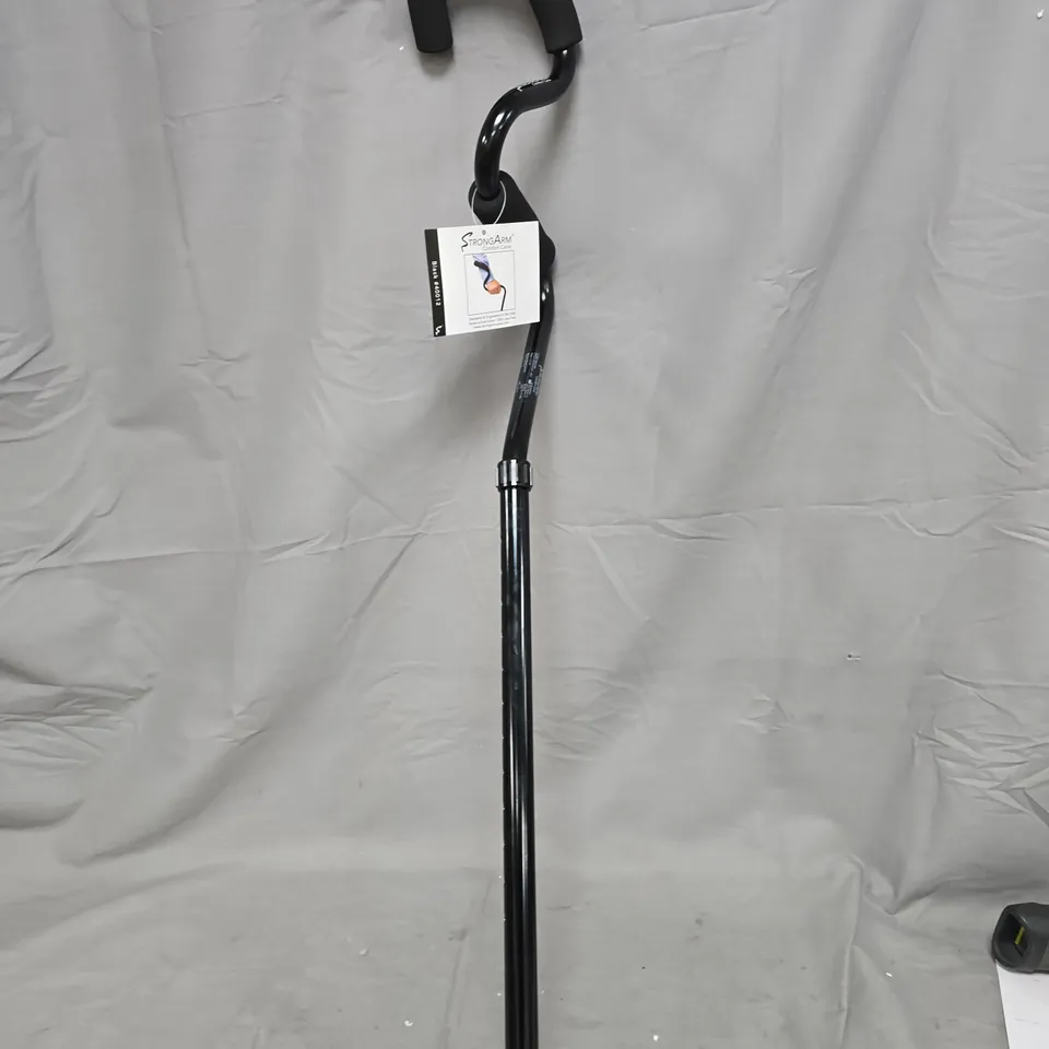 STRONG ARM COMFORT CANE WITH STANDING BASE & LIGHT IN BLACK