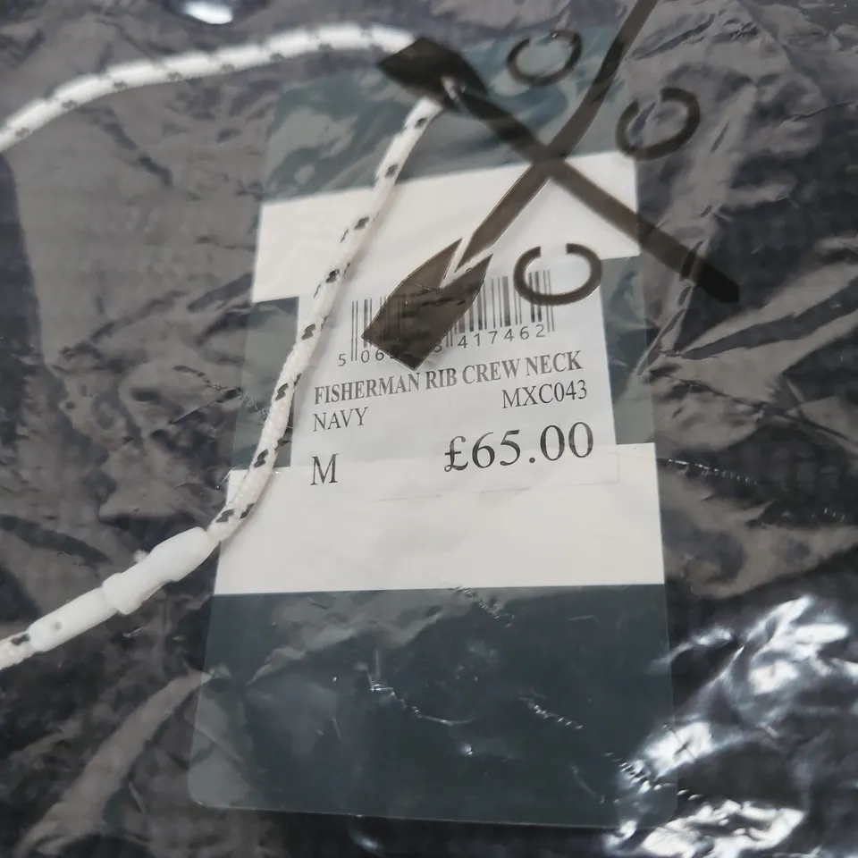 CREW CLOTHING COMPANY FISHERMAN RIB CREW NECK NAVY MEDIUM BAGGED