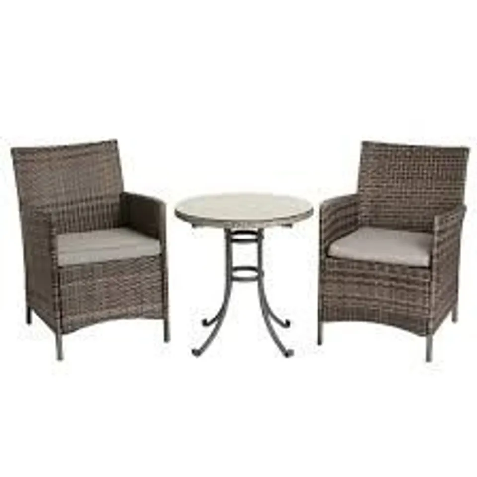 BOXED MONACO TRADITIONAL RATTAN BISTRO SET GREY