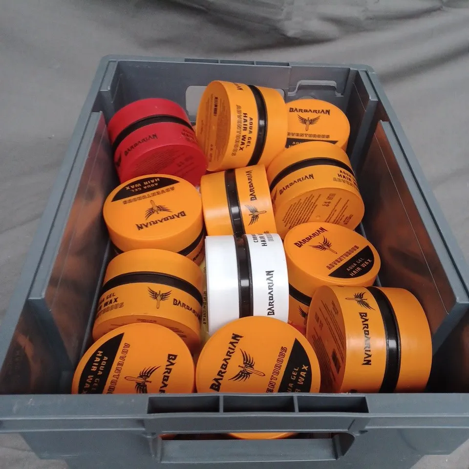 TOTE OF ASSORTED COSMETIC ITEMS TOO INCLUDE , HAIR WAX , ETC 