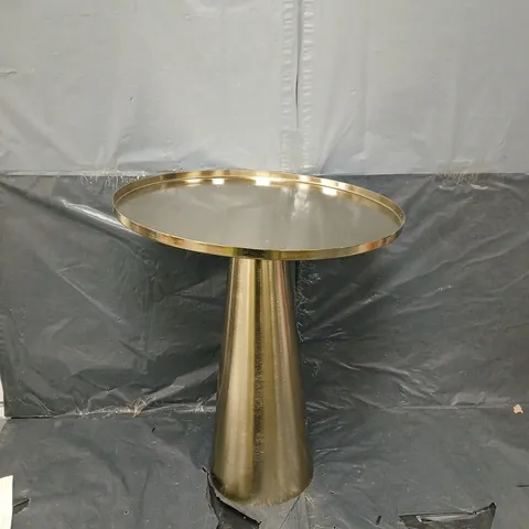 Brass & Glass Round-Top Pedestal Side Table