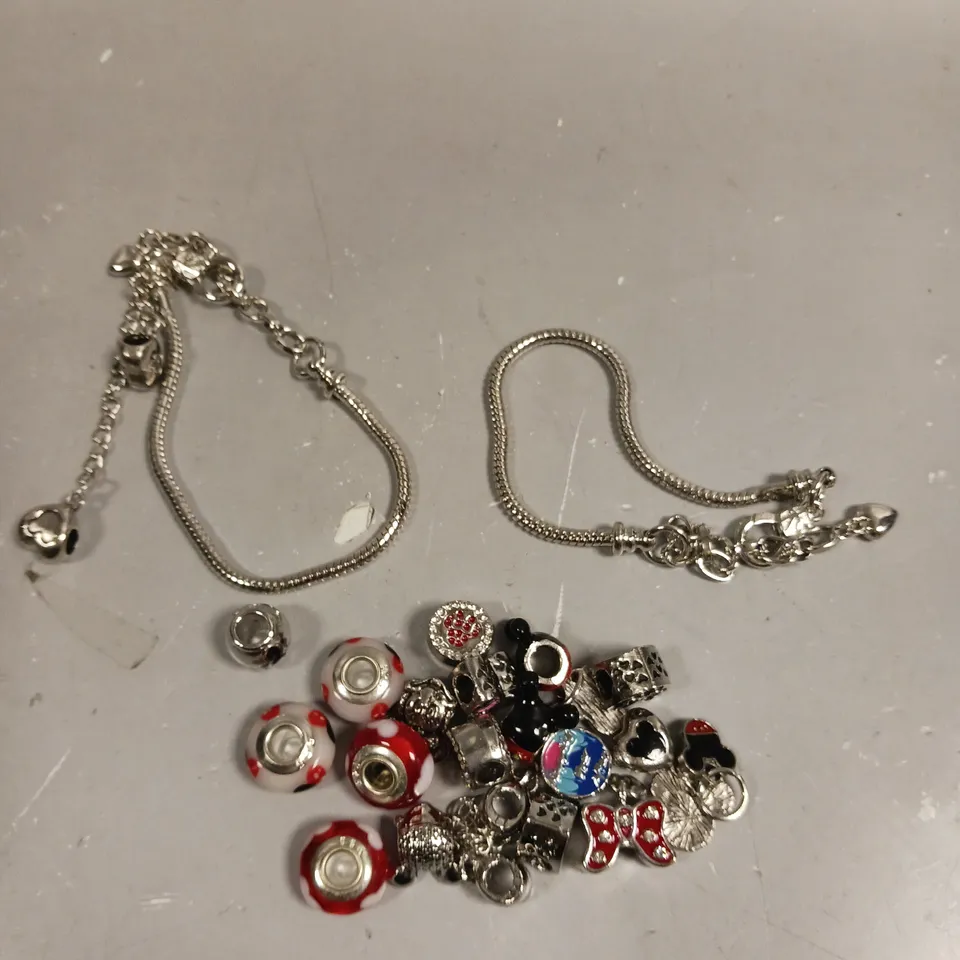 ROPE CHARM BRACELET PAIR WITH ASSORTED CHARMS 