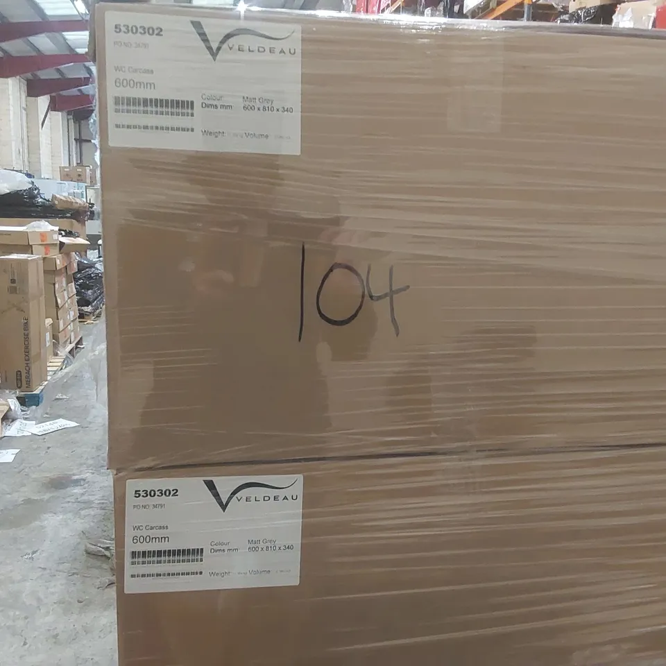 PALLET CONTAINING A LARGE QUANTITY OF ASSORTED BATHROOM FURNITURE PARTS INCLUDING: VELDEAU WC CARCASSES