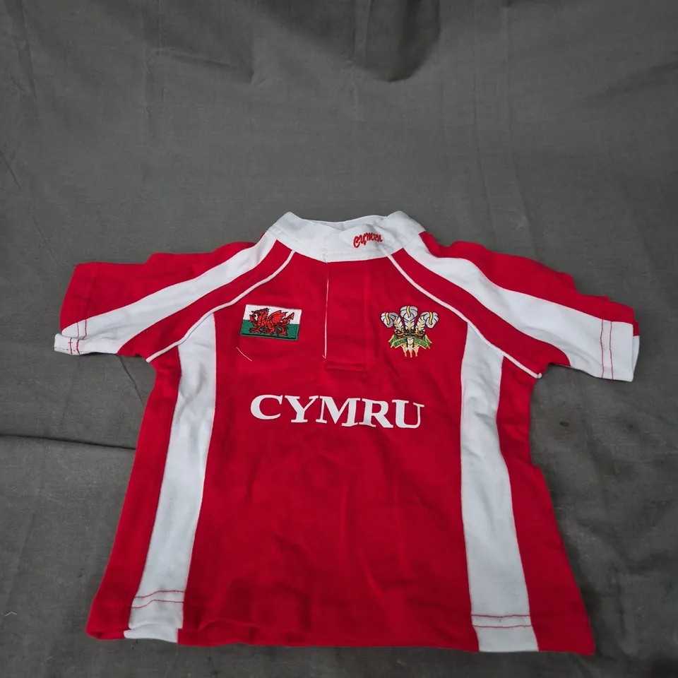 MANAV CYMRU WALES EMBROIDERED SHIRT IN RED/WHITE SIZE 6/12MONTHS