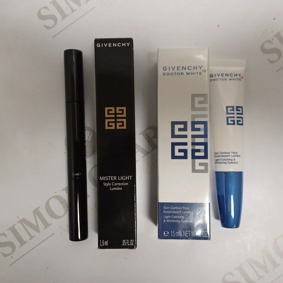 APPROXIMATELY 18 ASSORTED GIVENCHY PRODUCTS TO INCLUDE DOCTOR WHITE LIGHT-CATCHING & WHITENING EYECARE AND MISTER LIGHT INSTANT LIGHT CORRECTIVE PEN
