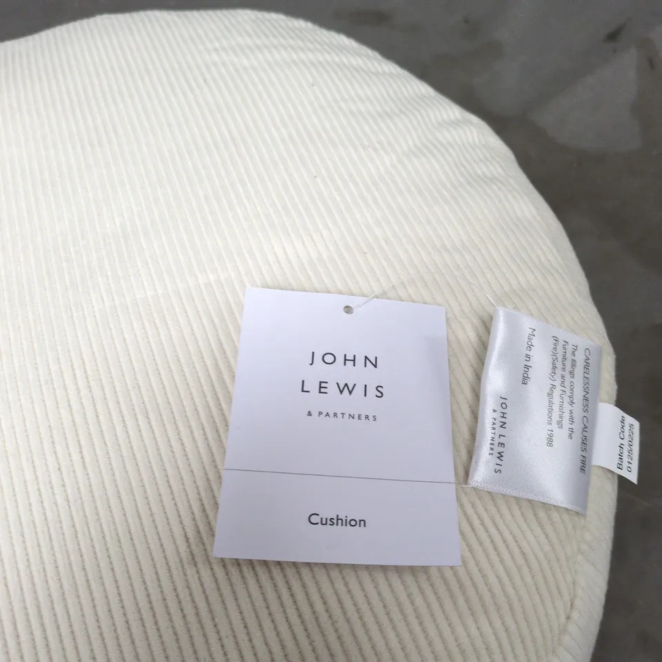 JOHN LEWIS & PARTNERS CUSHION – CREAM CORDUROY, ROUND